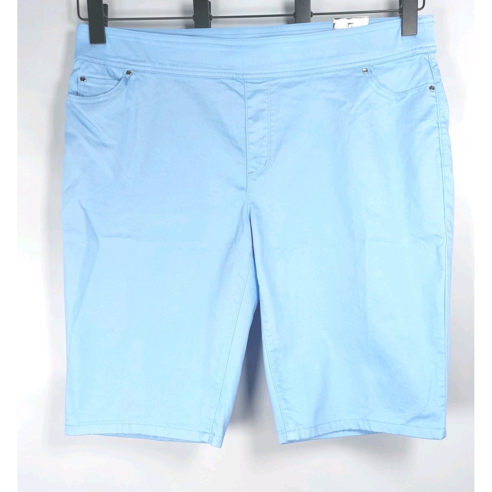 Kim Rogers Pull On Bermuda Shorts Womens 14W Tummy Control Wonka Peri Blue